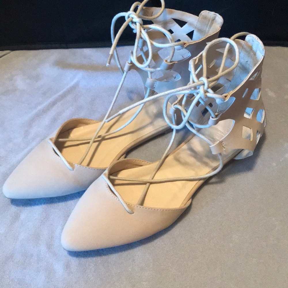 NWOT Lace up d’orsay flats